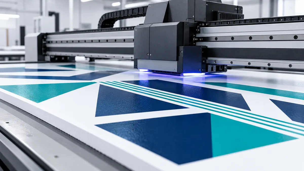 Büyük format baskı makinesinde işlenen Dekota PVC foam levhalar